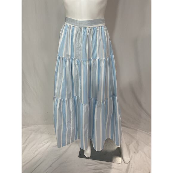 Staud 'Sea' Blue Striped Cotton Maxi Skirt Size 4 - NWT - Picture 2 of 5